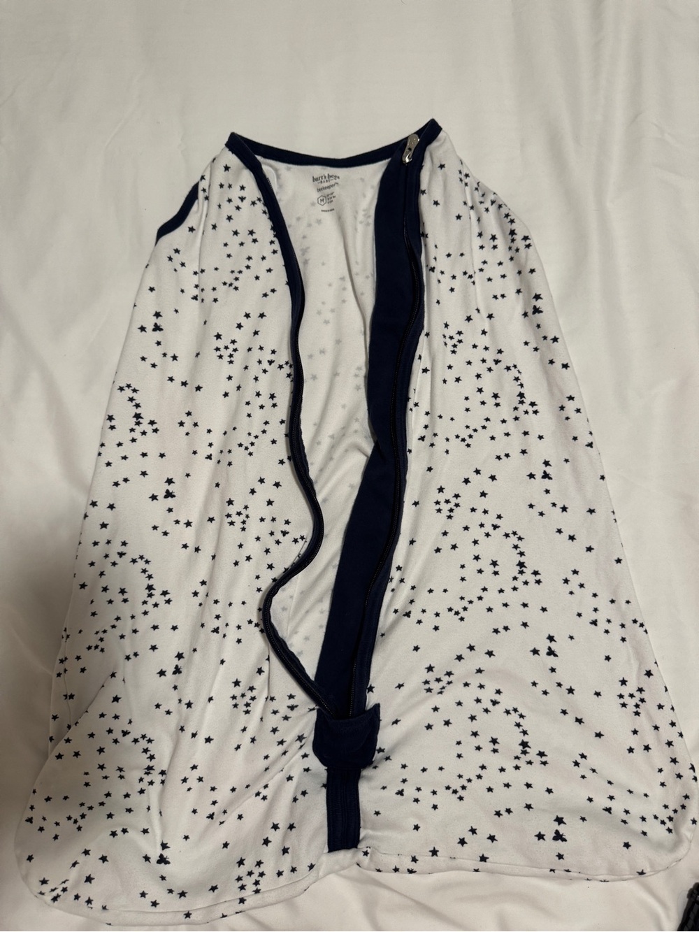 White Star-Print baby sleep sack one zip